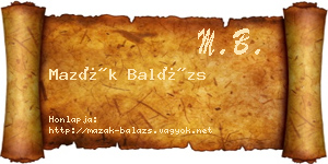 Mazák Balázs névjegykártya